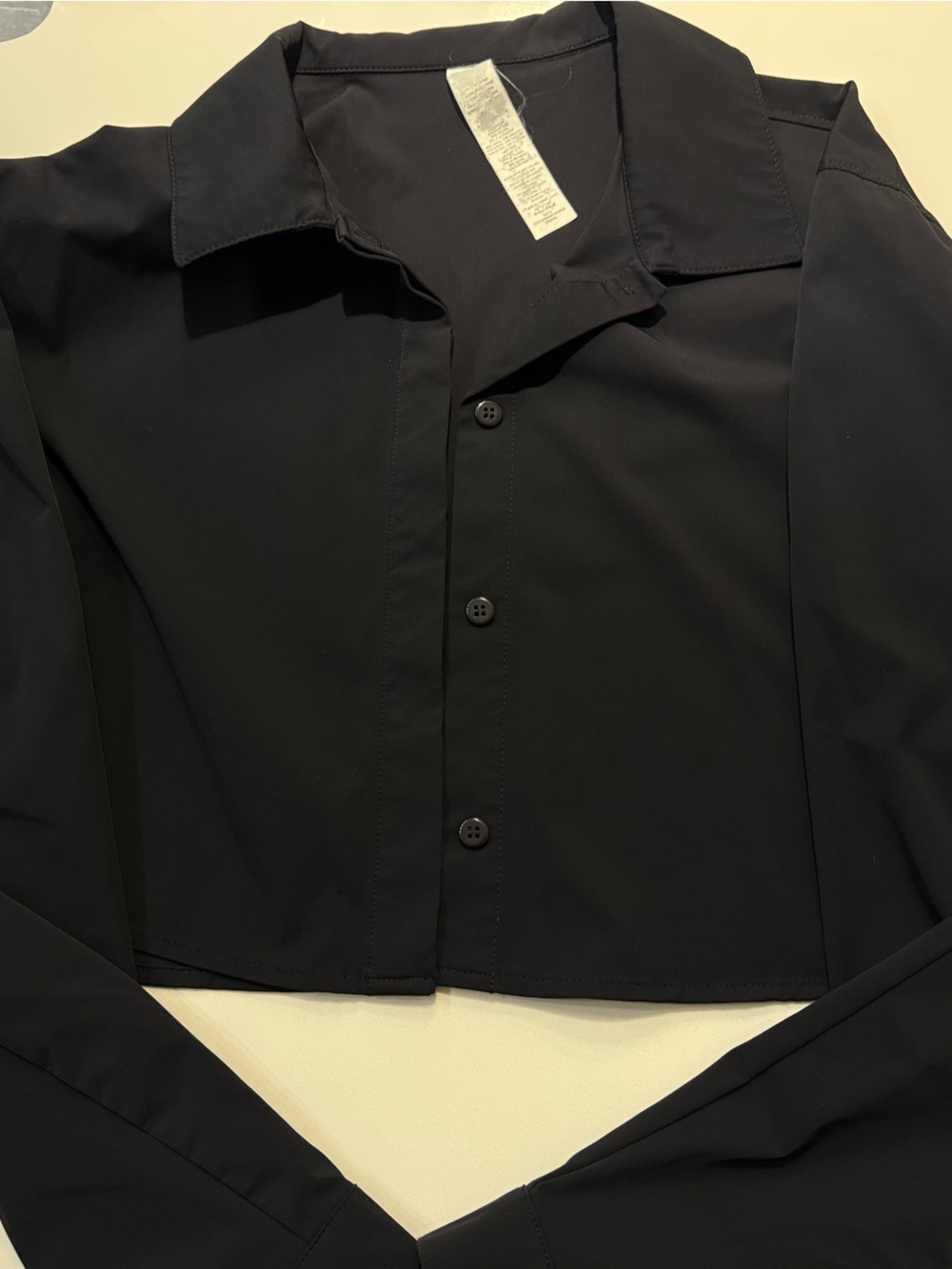 ALO Yoga Black Button-Front Dress Shirt